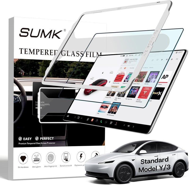 SUMK for Tesla Model Y/3 Standard Front Screen Protector Accessories, [Anti-Glare & Anti-Fingerprint] 9H Touchscreen Protector for Tesla Model Y Juniper & Model 3 Highland Front Screen Protector [Matte] - 1pcs - Image 1